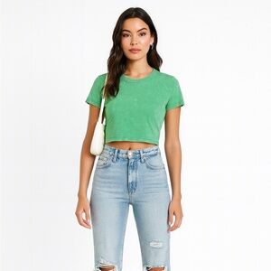 Acid Wash Green Women's Crop Top NWT